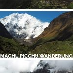 Drei Bilder vom Salkantay Trek, inklusive Machu Picchu mit dem Text: Salkantay Trek - Machu Picchu Wanderung